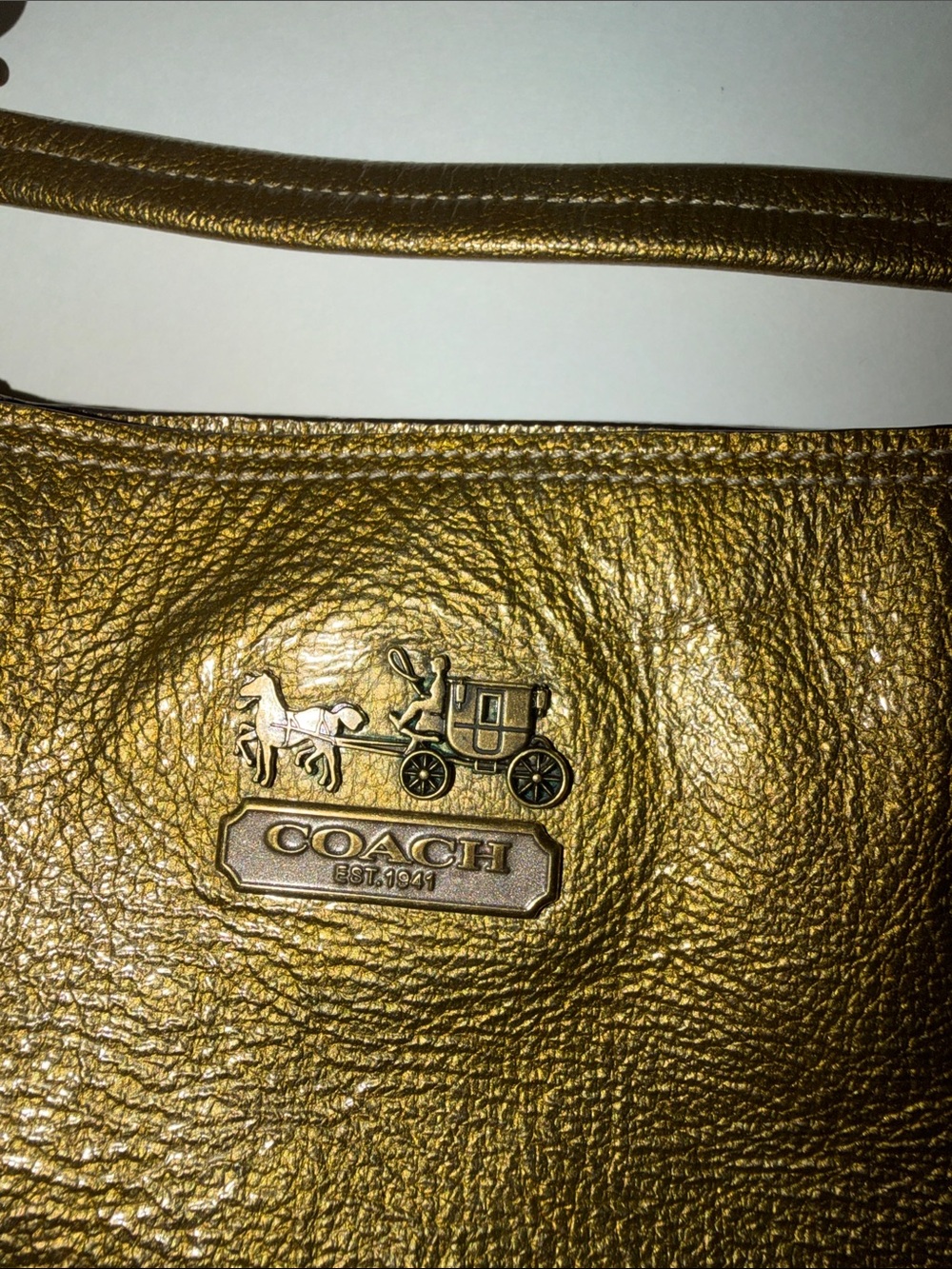 COACH MADISON TRIBECA GOLD PATENT METALLIC LEATHER TOTE
SHOULDER BAG - Picture 6 of 7